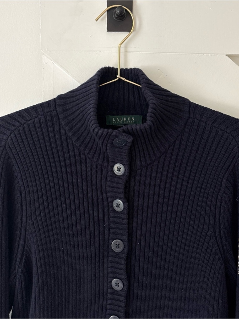 Lauren Ralph Lauren Anchor Blue Cardigan Buttons Sweater Woman’s Size 1X Navy - Picture 3 of 11